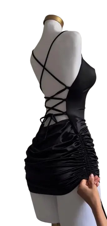 Satin Ruched Mini Dress