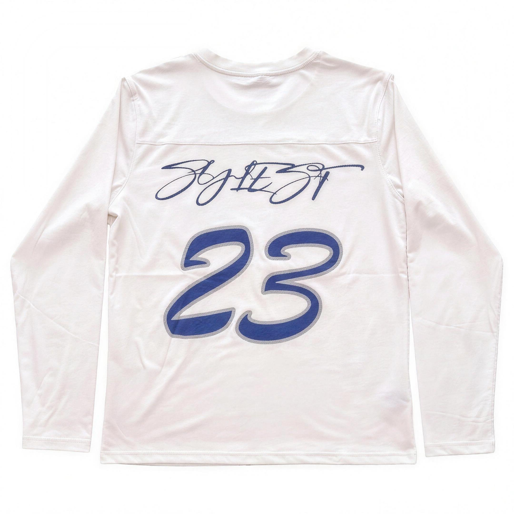 ICE 23 long sleeve, white, flat lay on white
