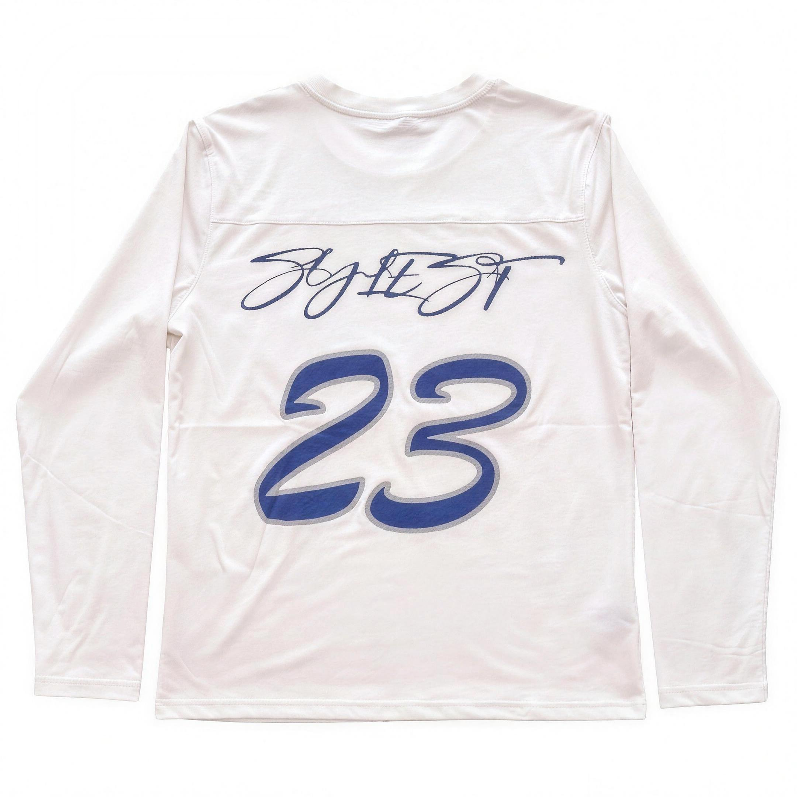 ICE 23 long sleeve, white, flat lay on white