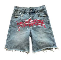 Crossed Chaos Denim Shorts