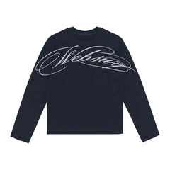 Script sweep long sleeve, navy