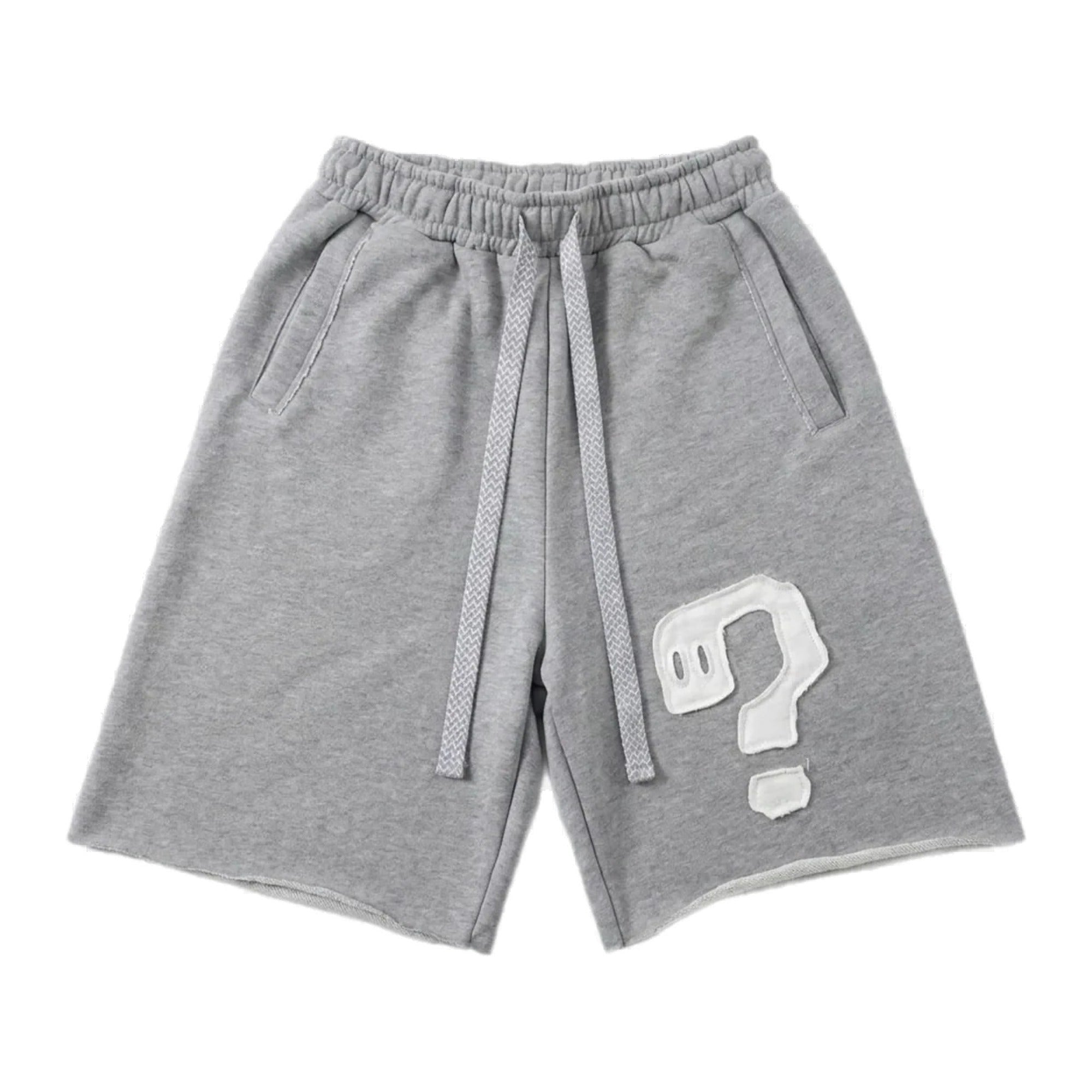 Question patch sweat shorts, grey