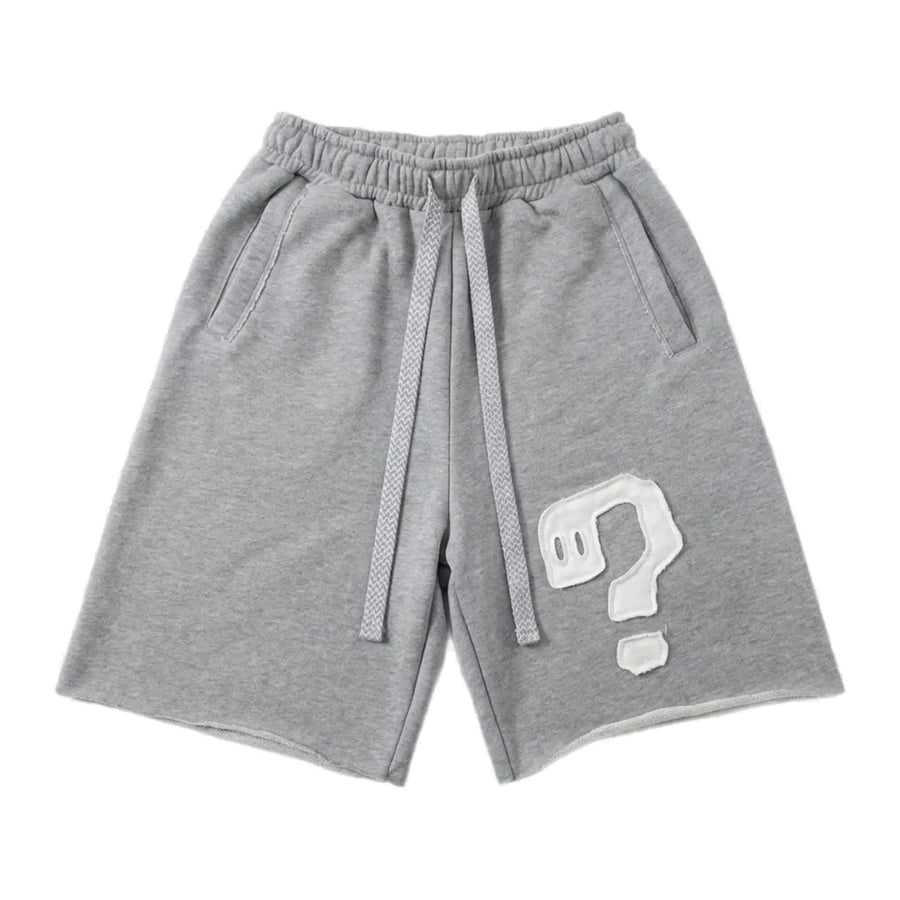 Question patch sweat shorts, grey